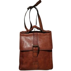 Fossil Vintage Cognac Brown Buttery Soft Leather Messenger Bag Crossbody Travel